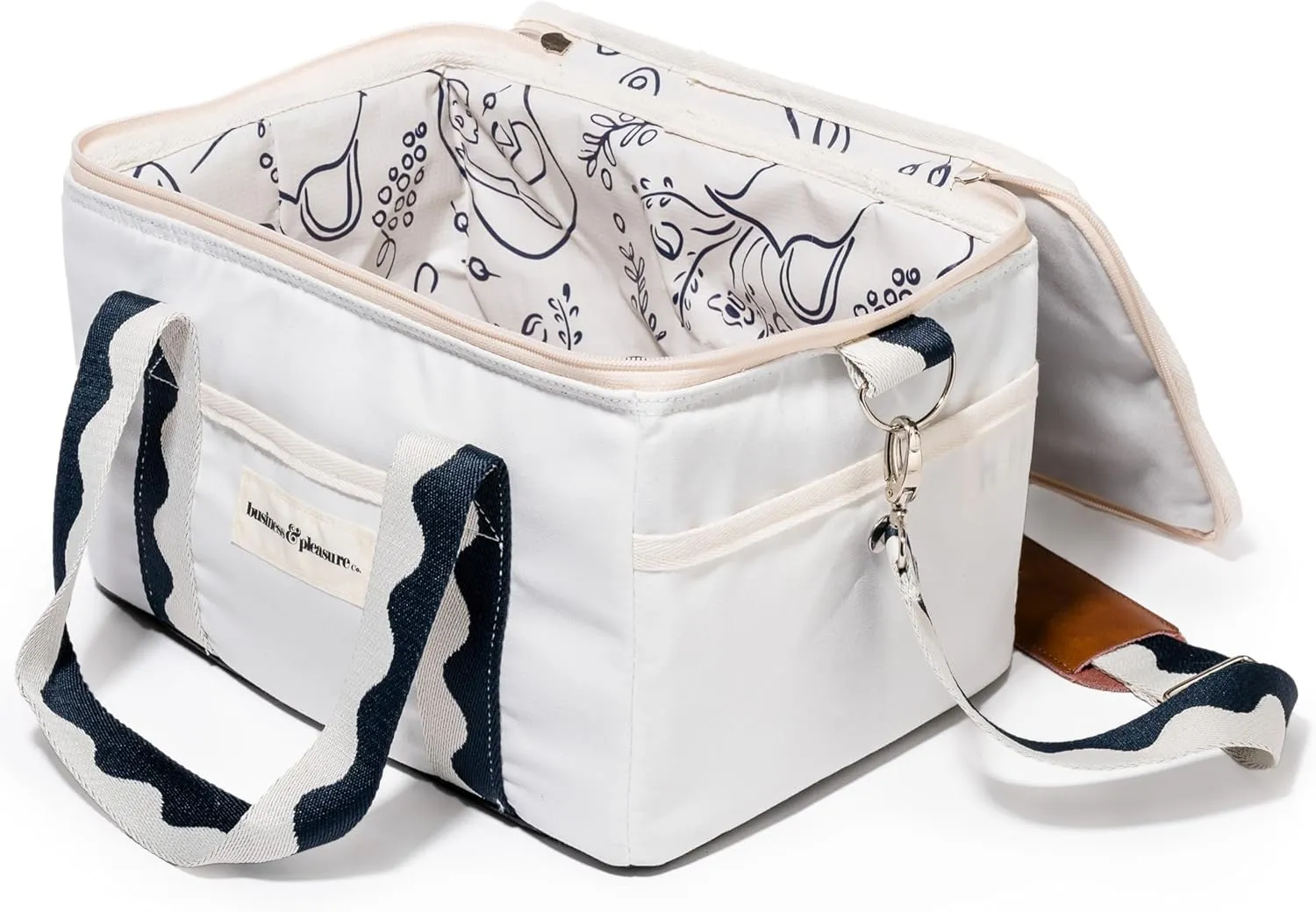 Business & Pleasure Co. Premium Cooler Bag - 14L Vintage Lunch Bag for Beach Days & Picnics - Insulated Leakproof Lining - Rivie White