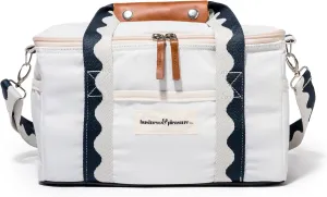 Business & Pleasure Co. Premium Cooler Bag - 14L Vintage Lunch Bag for Beach Days & Picnics - Insulated Leakproof Lining - Rivie White