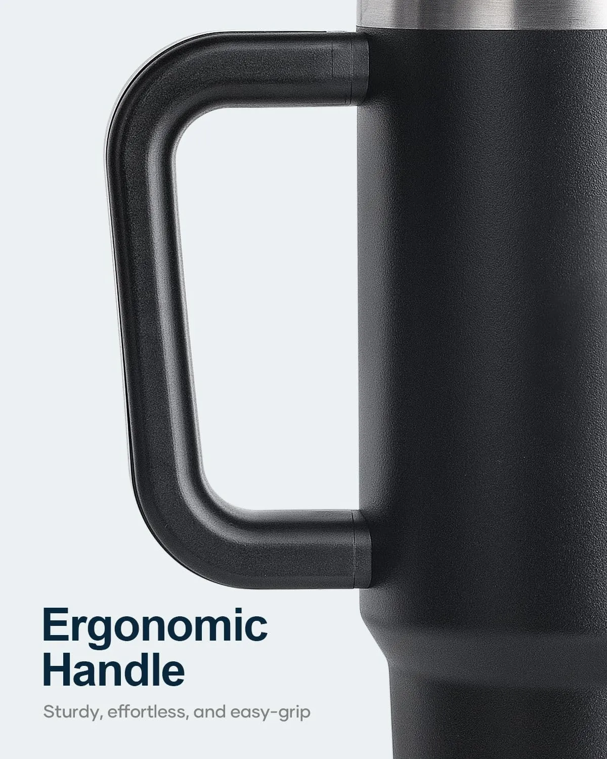 BUZIO 30 oz Tumbler with Handle, Stainless Steel Vacuum Insulated Tumbler with 2-in-1 Lid and Straw, Leak-proof Double Walled Travel Coffee Mug for Water, Tea or Coffee, Black