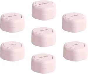 Cadence Travel Containers - Pill Case Set - Magnetic Travel Capsules - A Daily Pill Box for Supplements & Vitamins - Contains 7 Flex Smalls (0.56oz) with Labels for Everyday of The Week - Petal