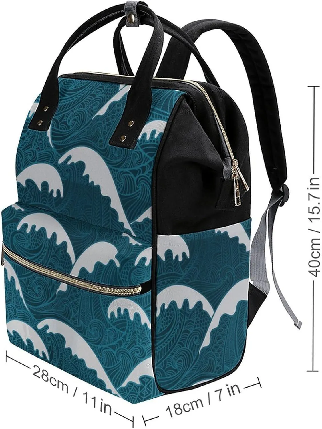 Calm Sea Waves Large Travel Bag Backpack Waterproof Bags for Women Back Pack with Bottle Pocket