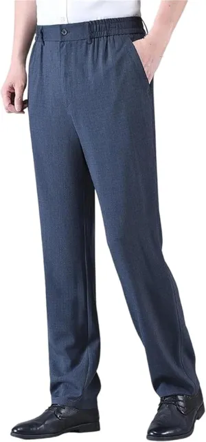 Caloset Men's Ice Silk Cargo Pants - Super Stretch, Loose Fit, Breathablity Elastic Waist Trousers