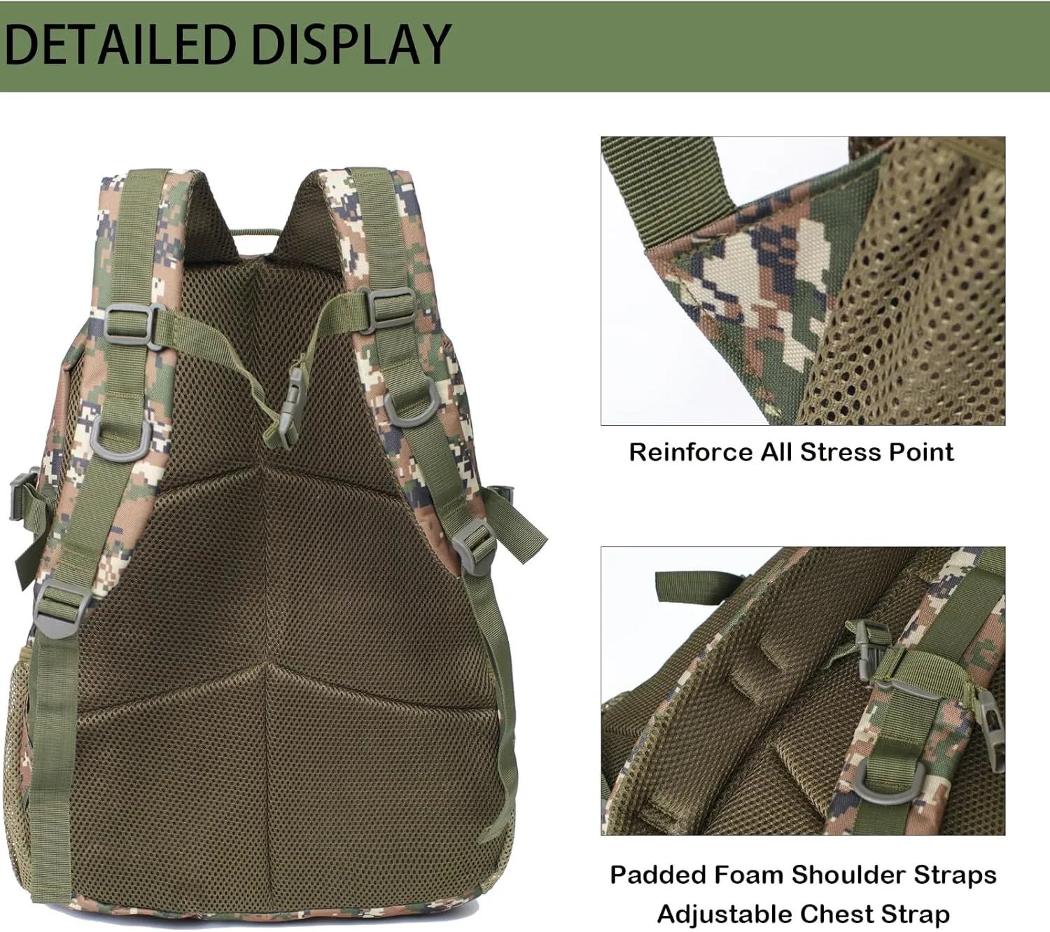 Camo Backpack for Boys,Kids Army Backpack Boys with USA Flag Patch,35L Waterproof Tactical School Backpack for Travel Outdoor
