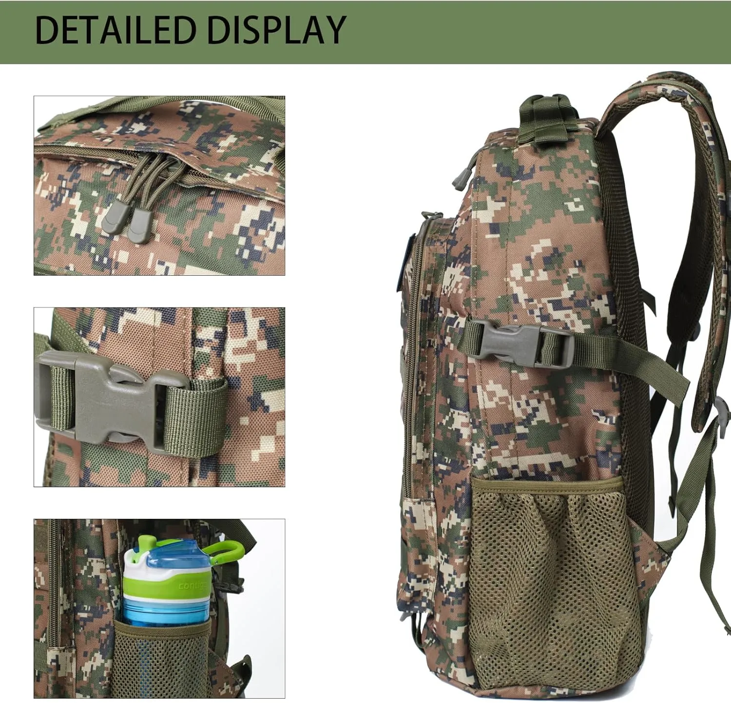 Camo Backpack for Boys,Kids Army Backpack Boys with USA Flag Patch,35L Waterproof Tactical School Backpack for Travel Outdoor