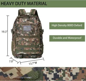 Camo Backpack for Boys,Kids Army Backpack Boys with USA Flag Patch,35L Waterproof Tactical School Backpack for Travel Outdoor
