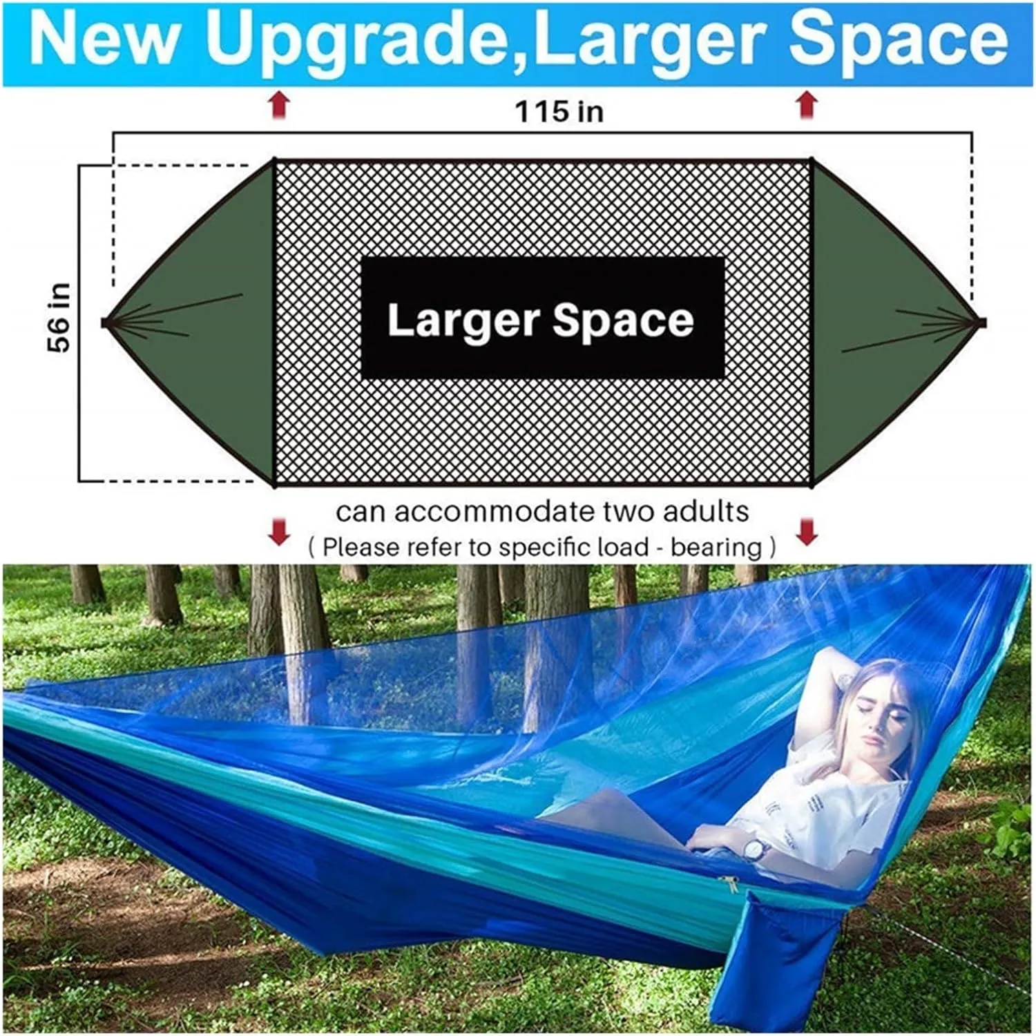 Camp Camping Hammock with Mosquito Net Portable Parachute 6 Strap Double Travel Hammock,Outdoor Backpacking Hammock Swing Chair Strong