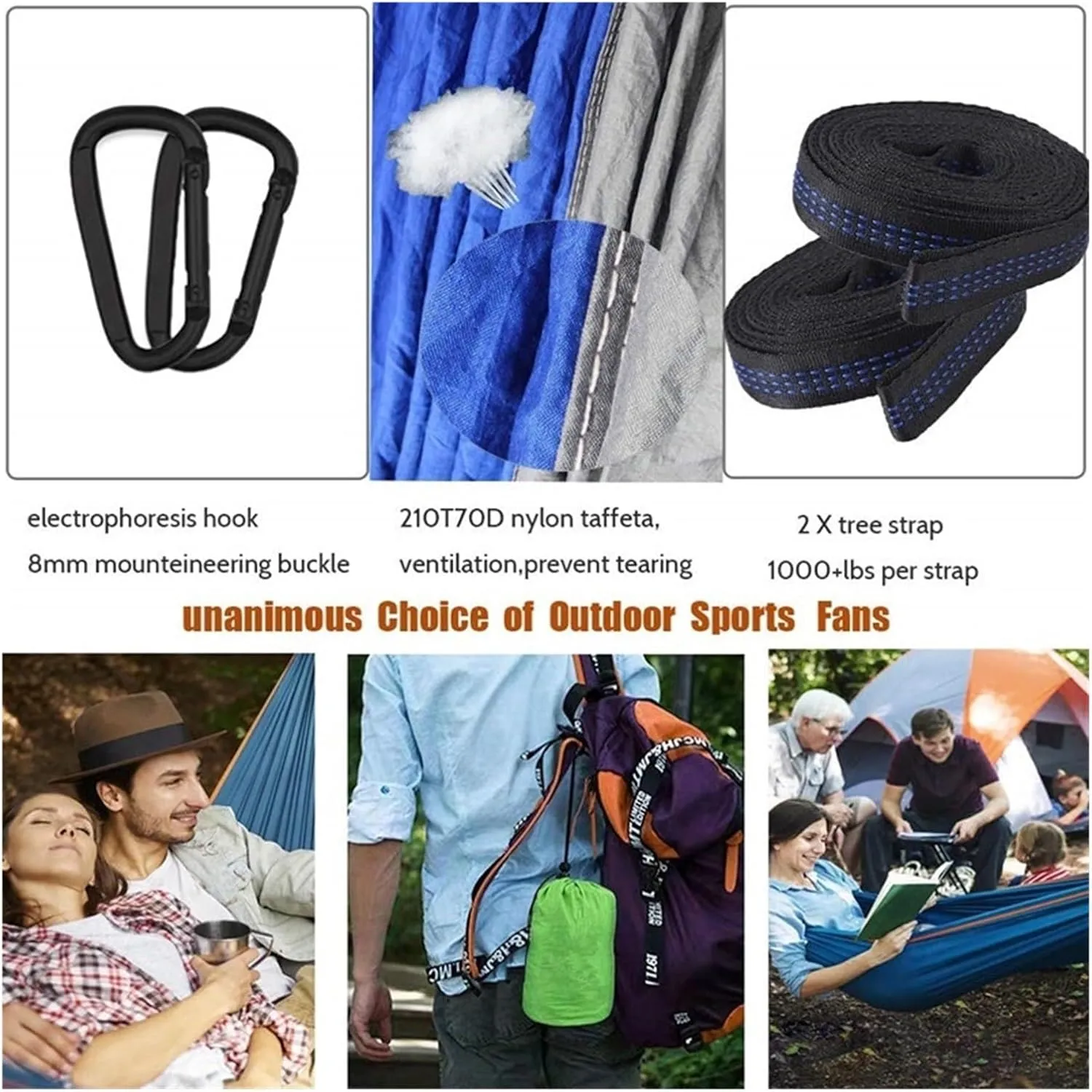 Camp Camping Hammock with Mosquito Net Portable Parachute 6 Strap Double Travel Hammock,Outdoor Backpacking Hammock Swing Chair Strong
