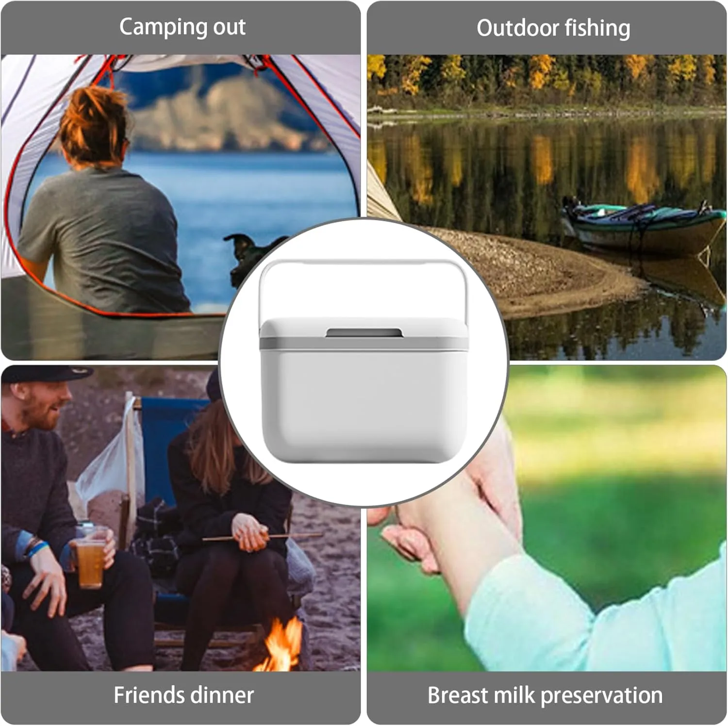 Camping Cooler, 5L Large Capacity Insulated Box Ice Retention Hard Cooler Lunch Box Portable Refrigerator for Outdoor Camping BBQ Picnic Ice Cubes Fresh-Keeping.