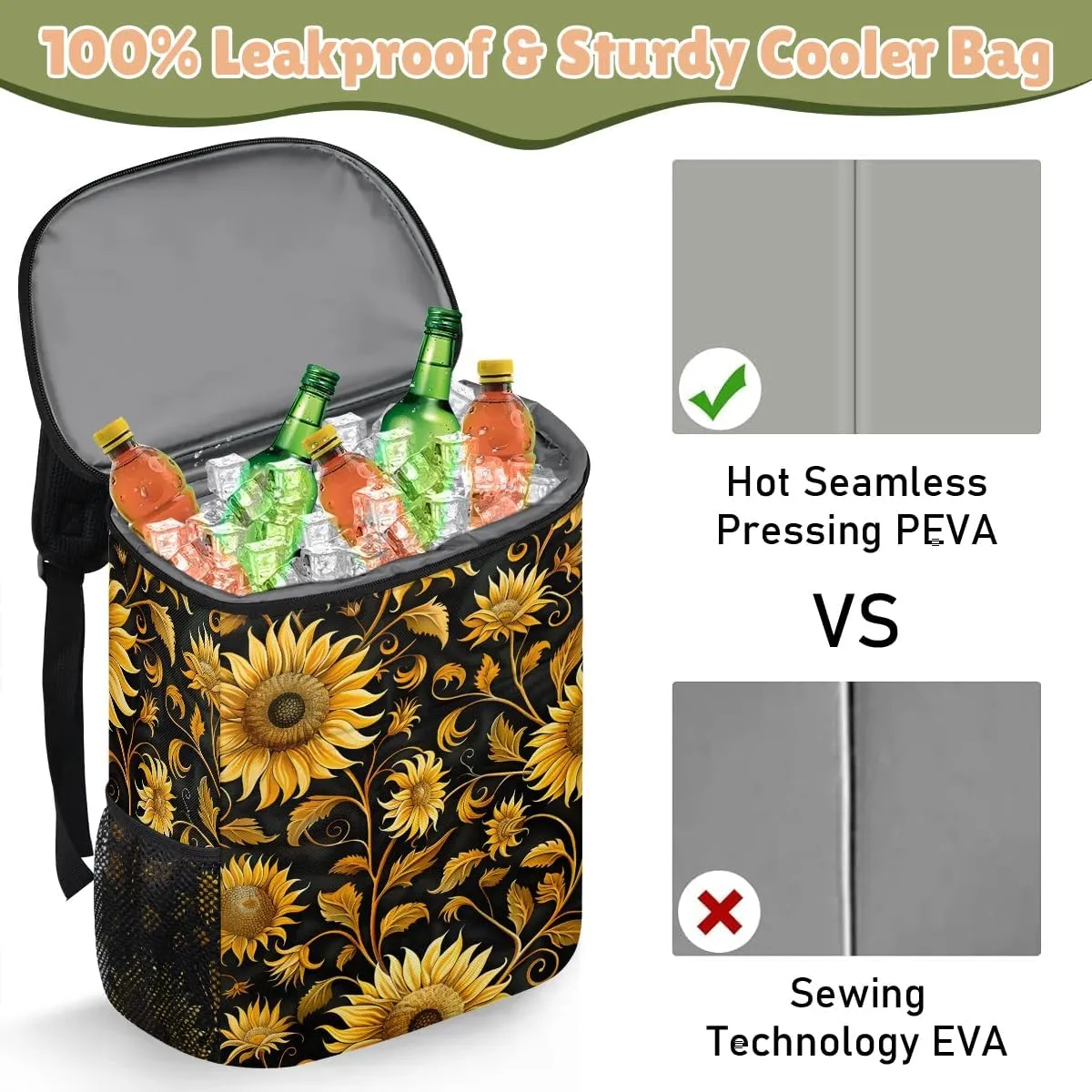 Camping Cooler Backpack 30 Cans, Insulated Waterproof Backpack Cooler Bag Leak Proof Portable Backpack Coolers to Work Lunch Travel Beach Trip Hiking Picnic Fishing Thermal Bag Drink Beer