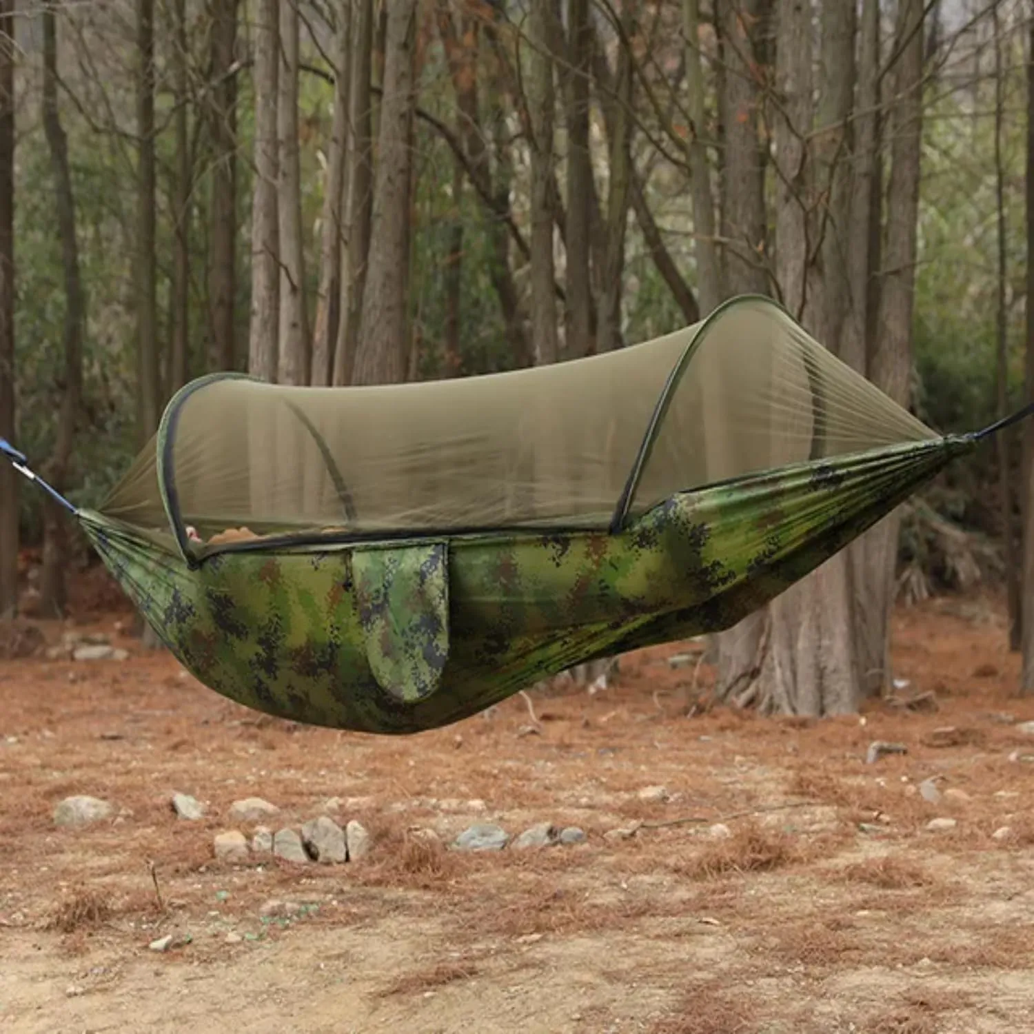 Camping Hammock Automatic Quick-Opening Outdoor Room Mosquito Net - 2 Person Parachute Hammock Swing Sleeping Portable