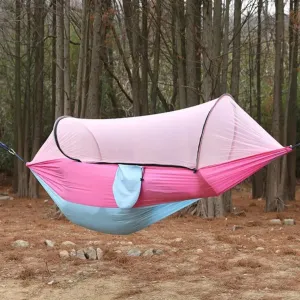 Camping Hammock Automatic Quick-Opening Outdoor Room Mosquito Net - 2 Person Parachute Hammock Swing Sleeping Portable