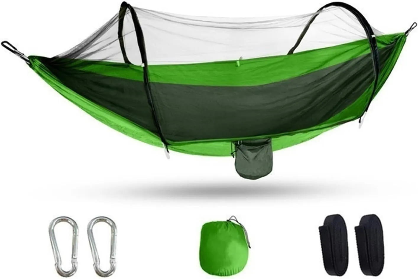 Camping Hammock, Fully Automatic Quick Opening Hammock with Mosquito Net, Portable Hammock with Mosquito Net, Lightweight Nylon Parachute Hammock, Essential Camping Gear for Travel, Backpacki