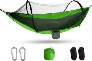 Camping Hammock, Fully Automatic Quick Opening Hammock with Mosquito Net, Portable Hammock with Mosquito Net, Lightweight Nylon Parachute Hammock, Essential Camping Gear for Travel, Backpacki