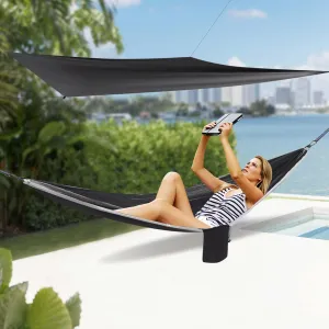 Camping Hammock, Hammocks with Mosquito Net Tent and Rain Fly Tarp, Double&Single Sizes w/Tree Straps and Attached Carry Bag, 400 lb Capacity, Indoor Outdoor Backpacking Travel (Black Grey)