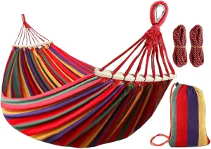 Camping Hammock, Large Parachute Hammock, Sturdy Travel Swing, Hiking Gear, Beach Chair, Outdoor Rocker, 86.61x59.06in, Ideal for Patio, Garden, Relaxation, Adventure, Multicolor