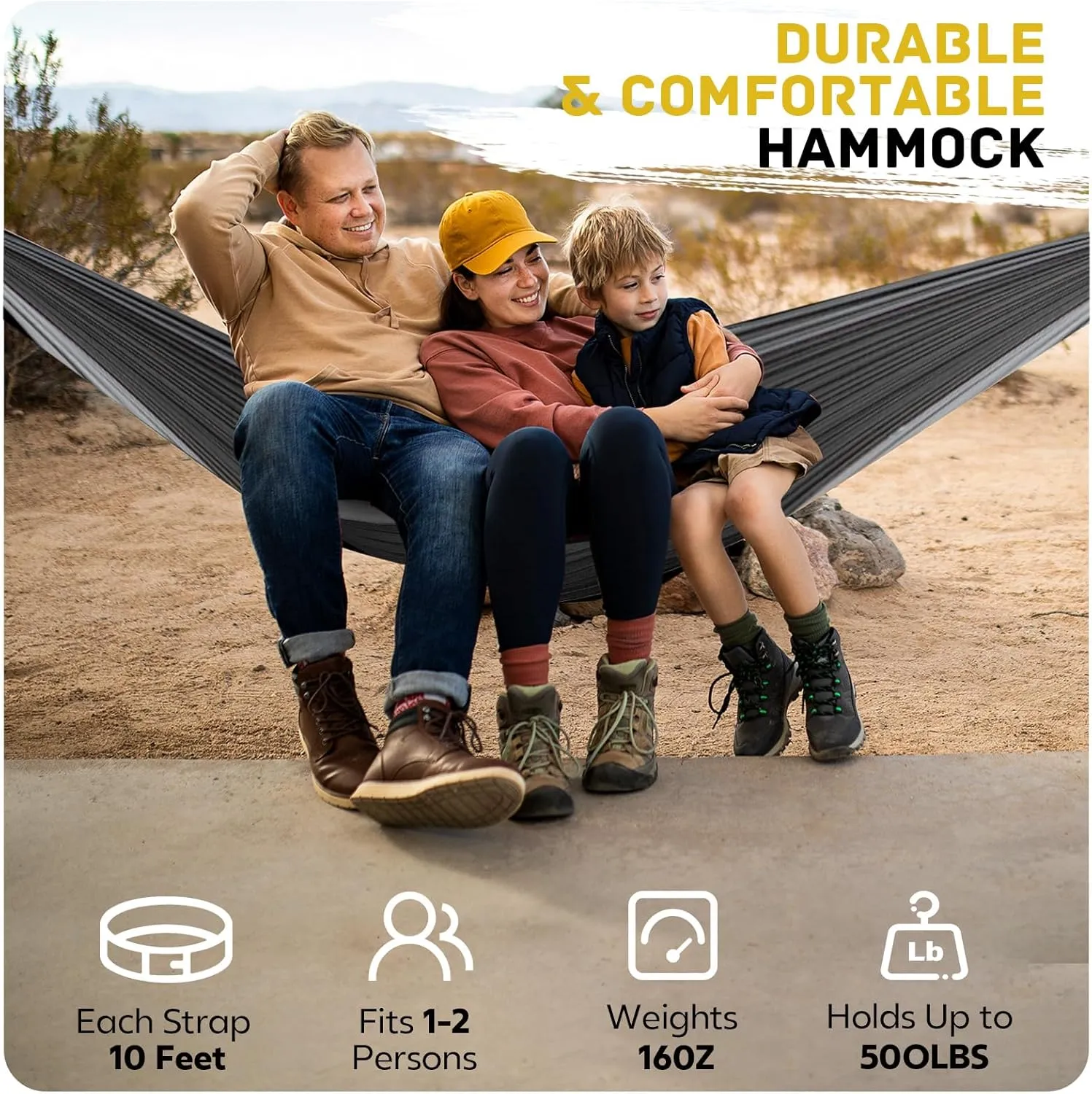 Camping Hammock Lightweight, Portable Hammocks Parachute Hammock with Two Tree Straps, Single or Double Travel Swing Nylon Camp Hammocks, Outdoor Essentials for Beach Backpacking Hiking, Orange