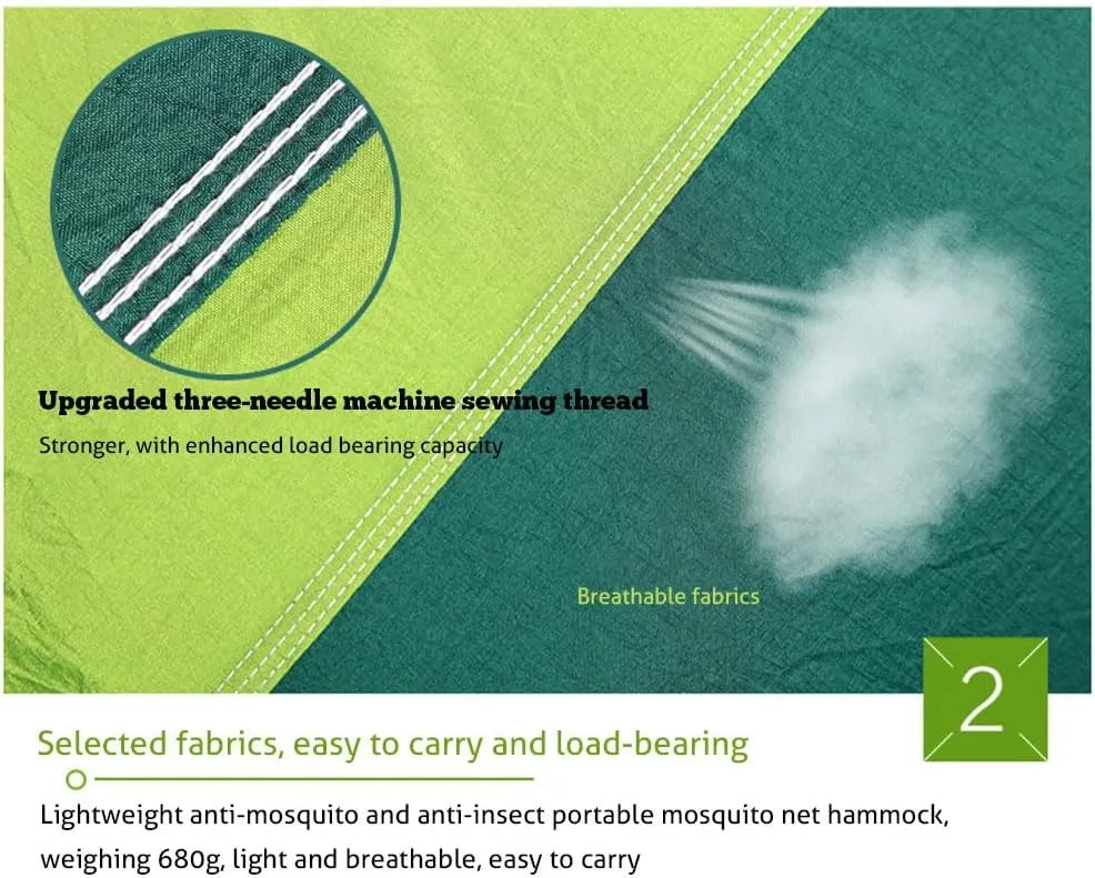 Camping Hammock, Portable Hammocks with Mosquito Net,Best for Outdoor Hiking Travel (2)