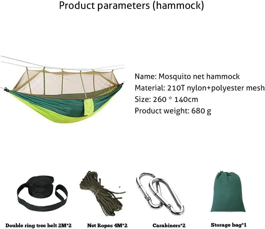 Camping Hammock, Portable Hammocks with Mosquito Net,Best for Outdoor Hiking Travel (2)