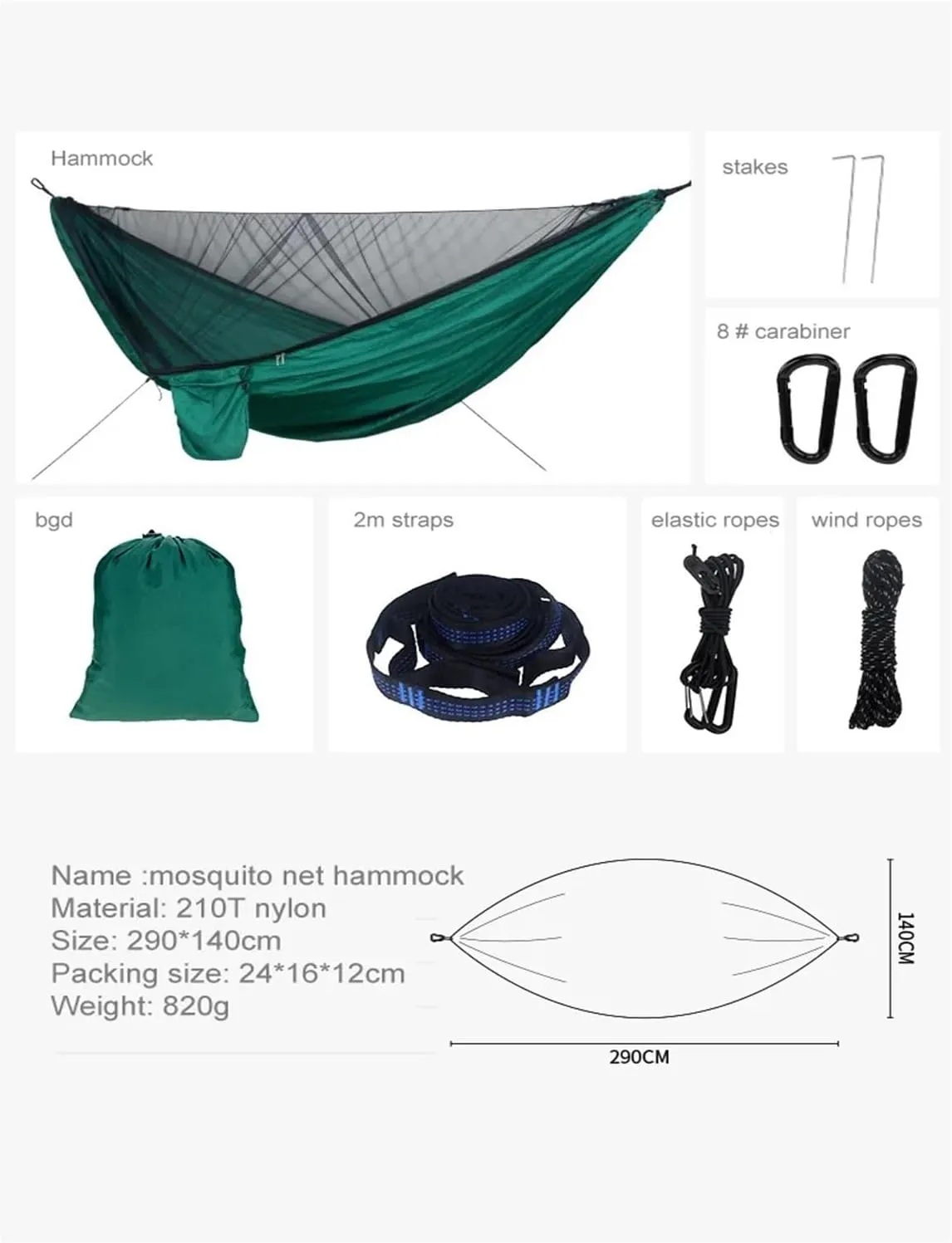 Camping Hammock Portable Quick Set Up Mosquito Net Camping Hammock Outdoor Hanging Bed Sleeping Swing