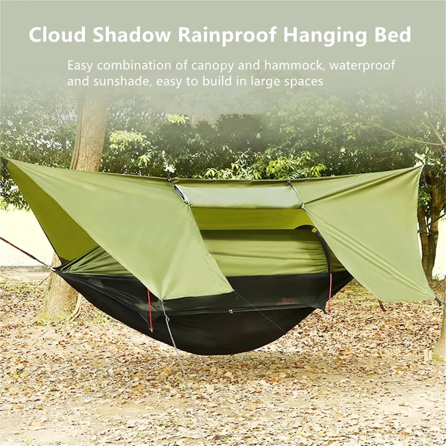 Camping Hammock with Mosquito Net Portable Outdoor Travel Sleeping Hanging Hammocks Swing Waterproof Canopy Tent Awnings(Yellow)
