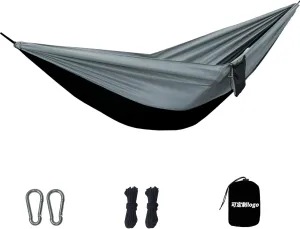 Camping Hammock with Removable Mosquito Net, Single Person Portable Outdoor Hammock with Parachute Lightweight Nylon Spunlace for Adventure, Hiking and Backpacking-Black