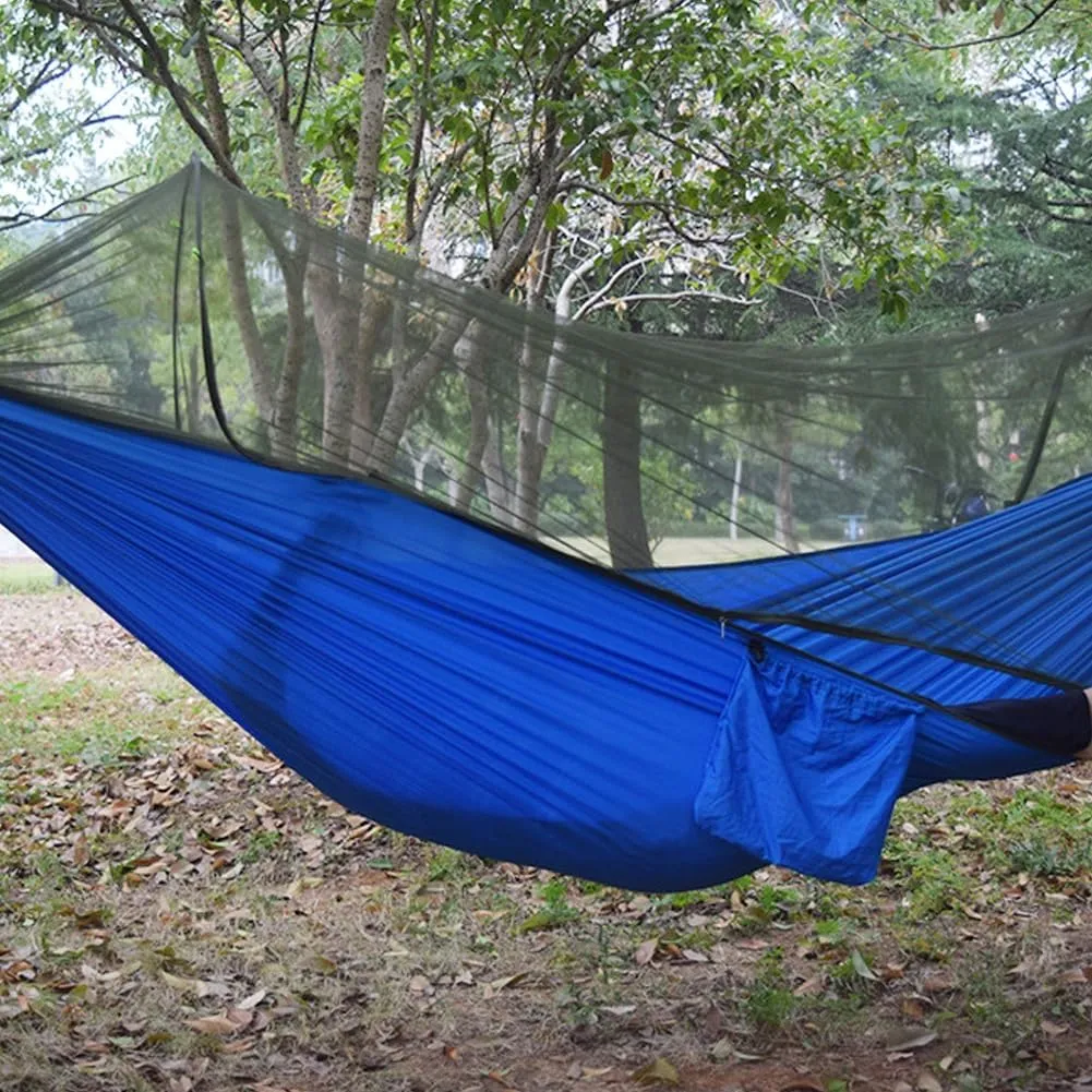 Camping Hammock,travel Hammock,Automatic Quick-open with Mosquito Net, Nylon Fabric, Suitable for Camping, Camping and Beach Scenarios.(Dark green)