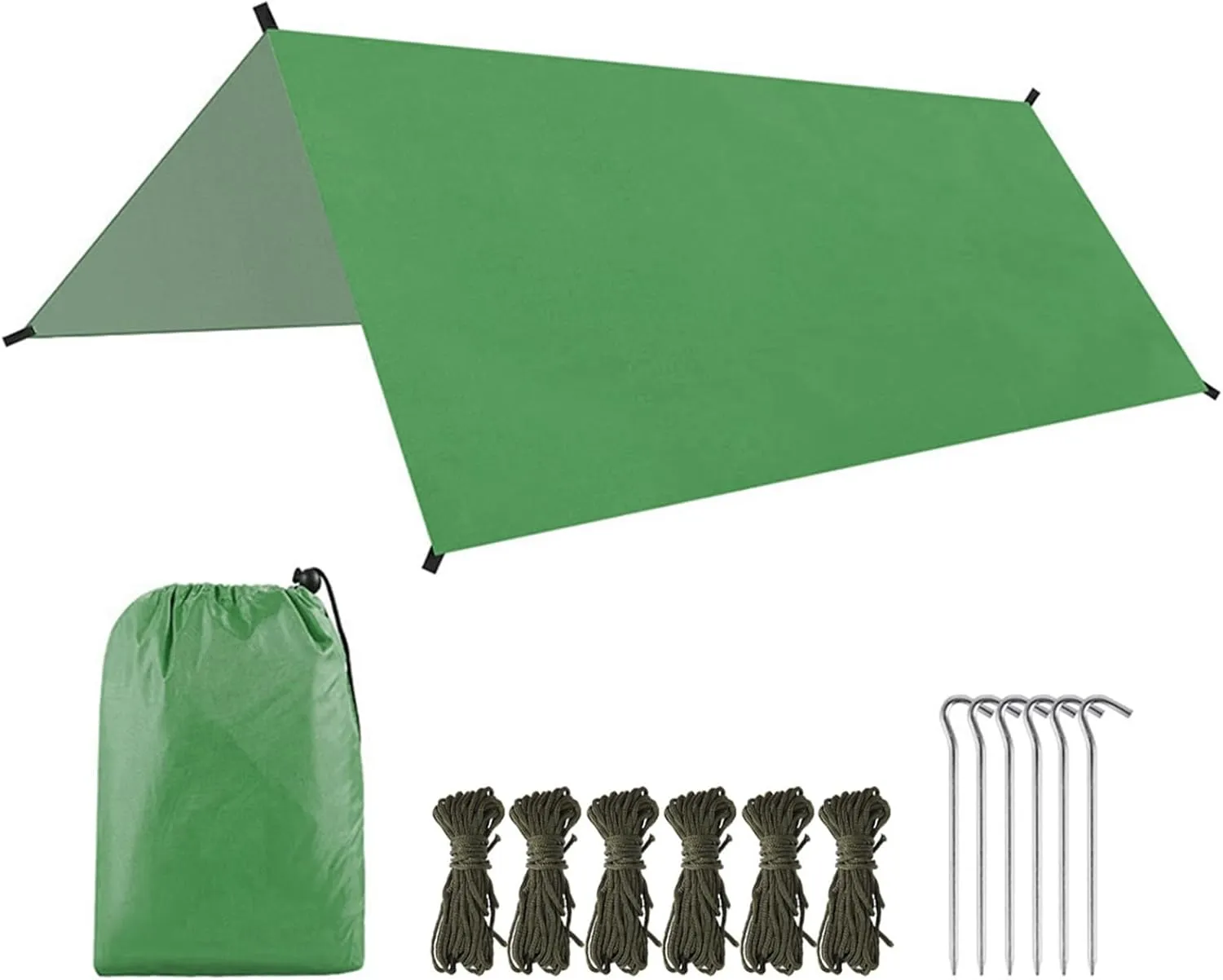 Camping Tarp, 9.8 * 9.8ft Multifunctional Water Proof Camping Tarp with Stakes, Strings, Storage Bag, Outdoor Sunshade Tent Rain Shelter for Beach Picnic (One Size)