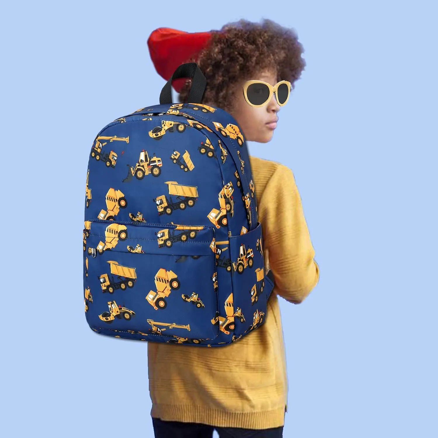 CAMTOP Backpack for Kids, Boys Preschool Backpack with Lunch Box Toddler Kindergarten School Bookbag Set (Engineering Vehicle)