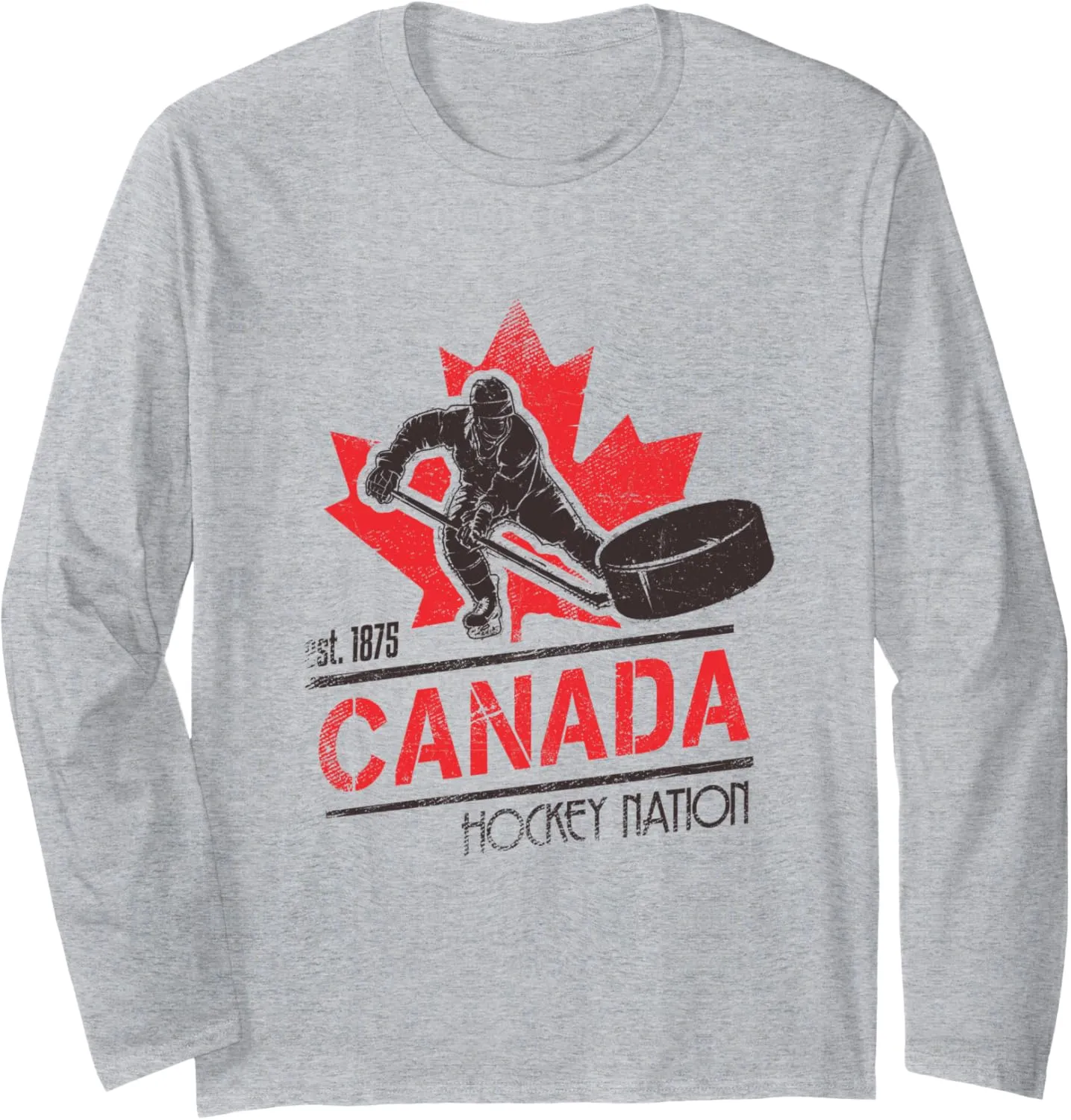 Canada Hockey Nation Retro Sports Canadian Ice Hockey Long Sleeve T-Shirt