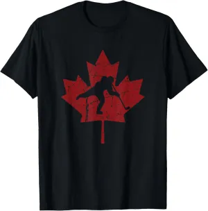 Canadian Hockey Player Vintage Canada Maple Leaf Ice Skating T-Shirt