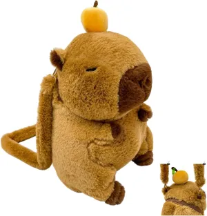 Capybara Plush Daypack - Kawaii Backpack, Y2K Aesthetic, Cute Daypack, Lightweight (Brown)