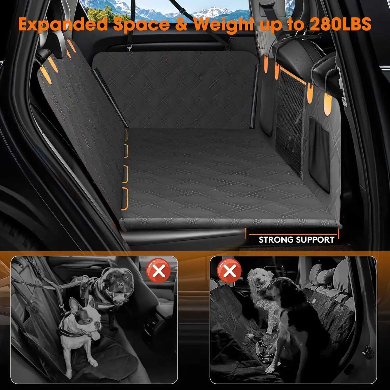 Car Pet Seat Pad for MITSUBISHI New Outlander 2016-2018 Dog Cover Car Seat Protector for Cars Trucks SUV Car Boot Liner Bench Dog Back Cover for Dogs,Black