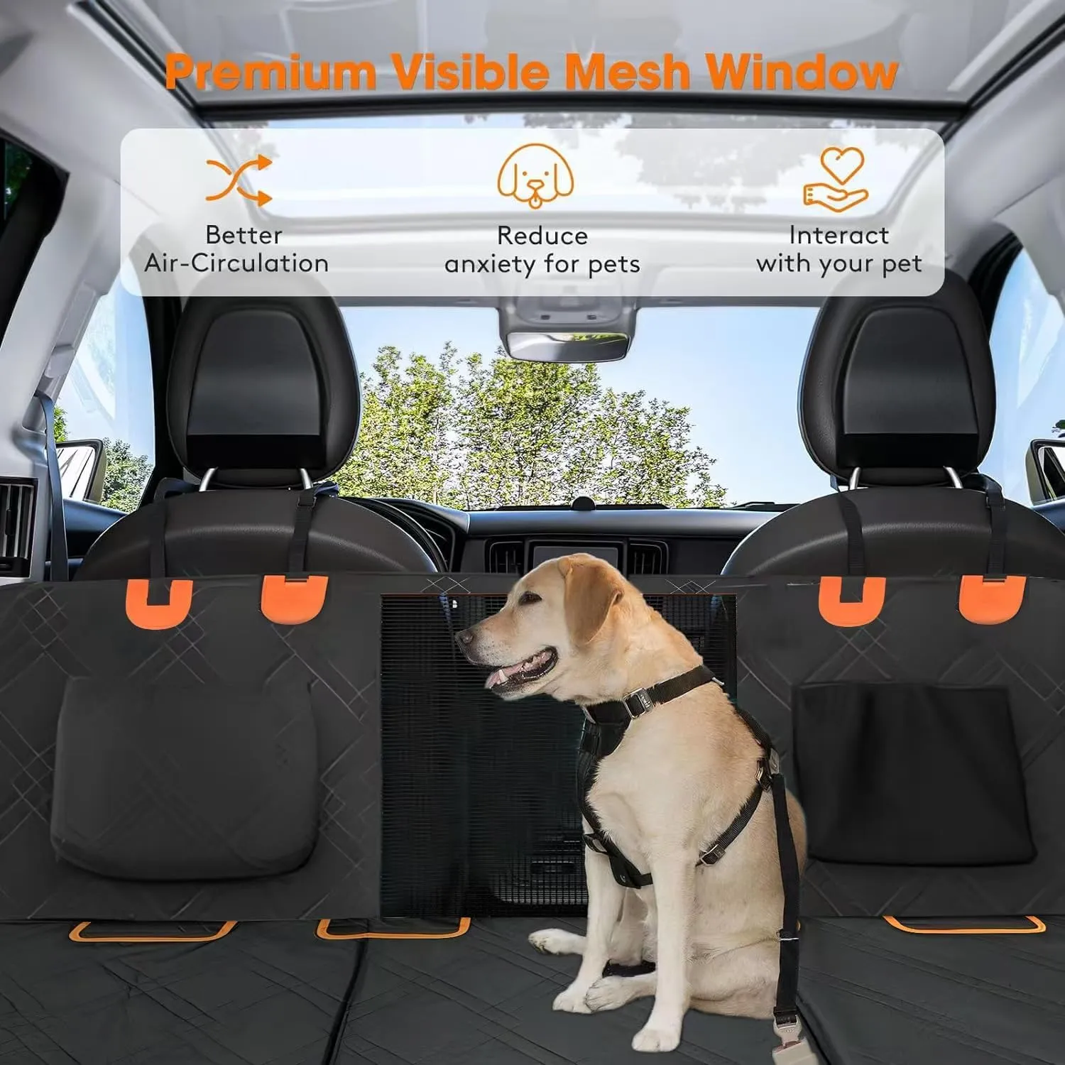 Car Pet Seat Pad for MITSUBISHI New Outlander 2016-2018 Dog Cover Car Seat Protector for Cars Trucks SUV Car Boot Liner Bench Dog Back Cover for Dogs,Orange