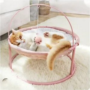 Cat Hammock Chair Soft Bed Plush Nest Detachable Mat With Dangling Ball