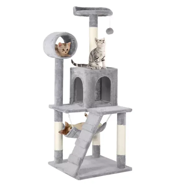 Cat Playing Large Indoor Condo Tree Castle House