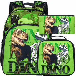 CCJPX Kids Backpack for Boys, 16” Dinosaur Preschool Bookbag and Lunch Box for Kindergarten Elementary