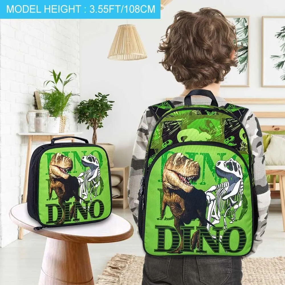 CCJPX Kids Backpack for Boys, 16” Dinosaur Preschool Bookbag and Lunch Box for Kindergarten Elementary