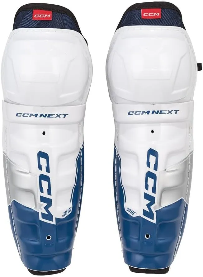 CCM Ice Hockey Shin Guards, 9 Inch, Blue & White