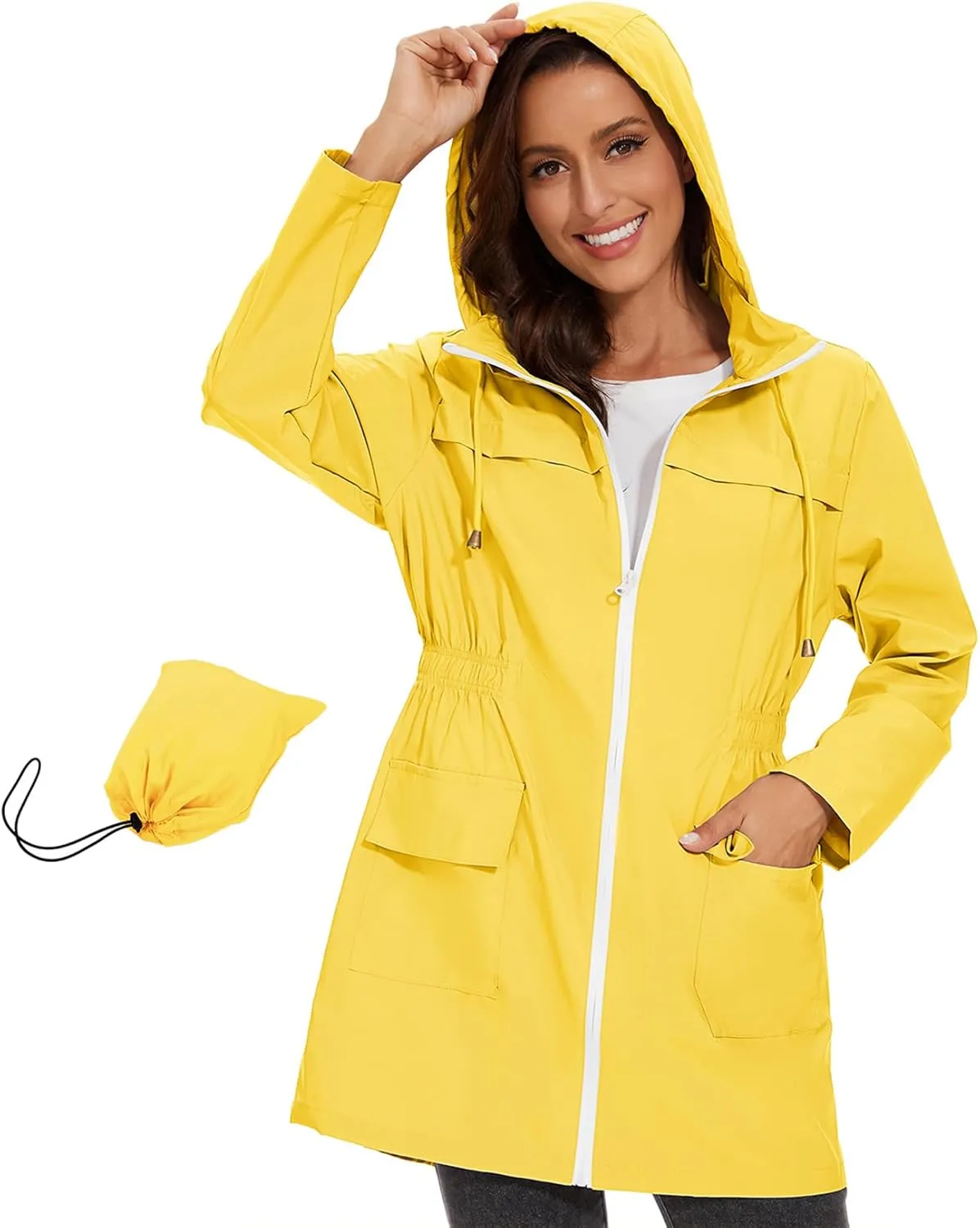 Century Star Packable Rain Jackets Waterproof Womens Rain Coats with Hood Lightweight Windbreaker Jacket