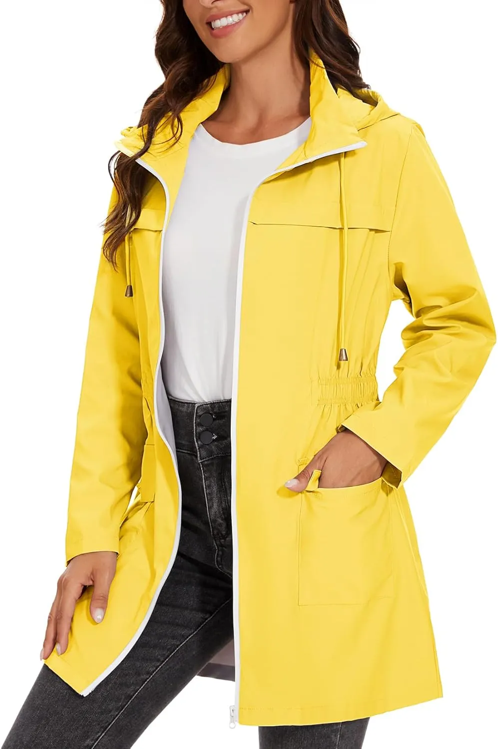 Century Star Packable Rain Jackets Waterproof Womens Rain Coats with Hood Lightweight Windbreaker Jacket