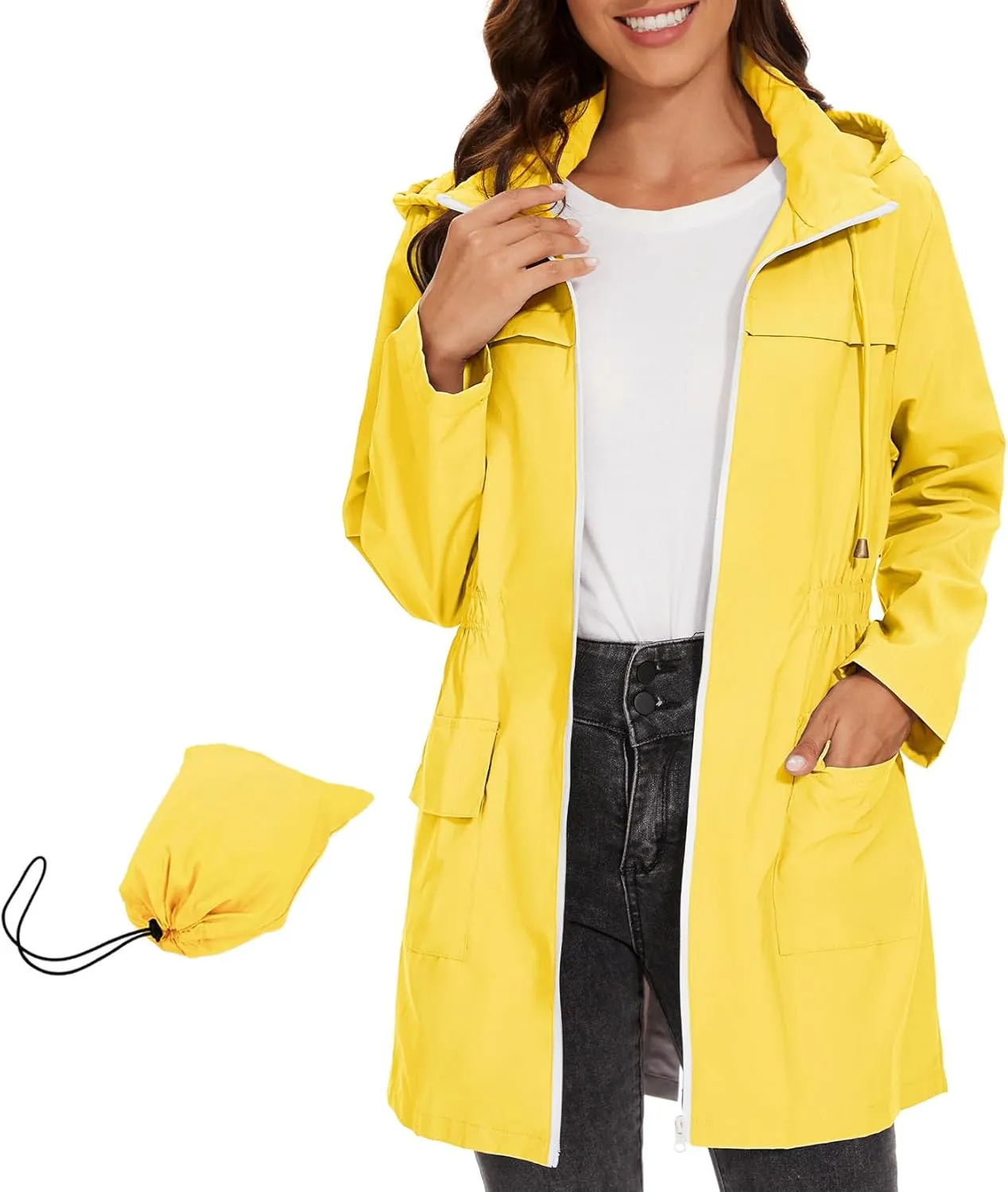 Century Star Packable Rain Jackets Waterproof Womens Rain Coats with Hood Lightweight Windbreaker Jacket