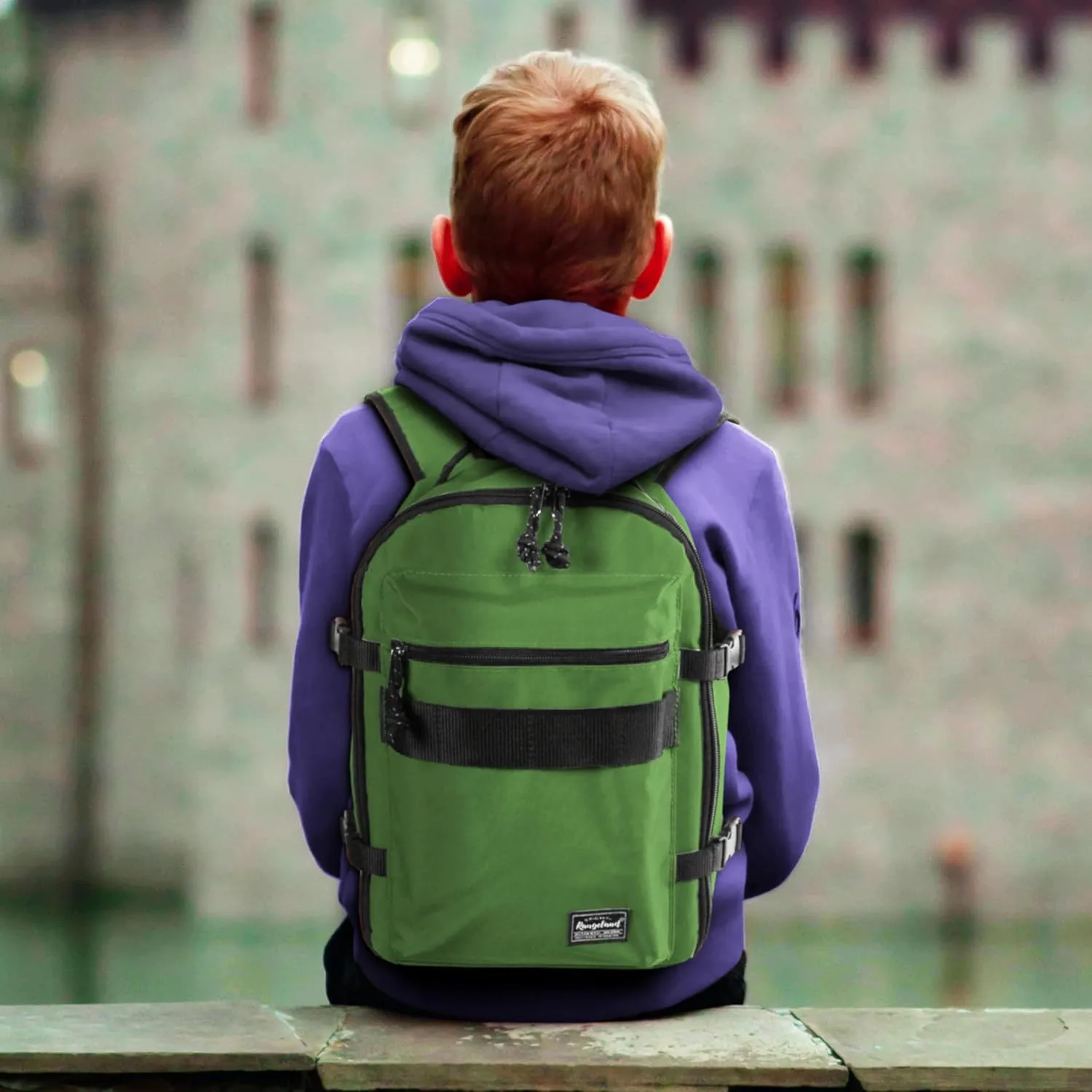 Child's Travel Backpack for Ages 3-6 | Lightweight Suitcase Style Carry-On | 10L Weekender with Tablet Sleeve & Chest Strap | Green