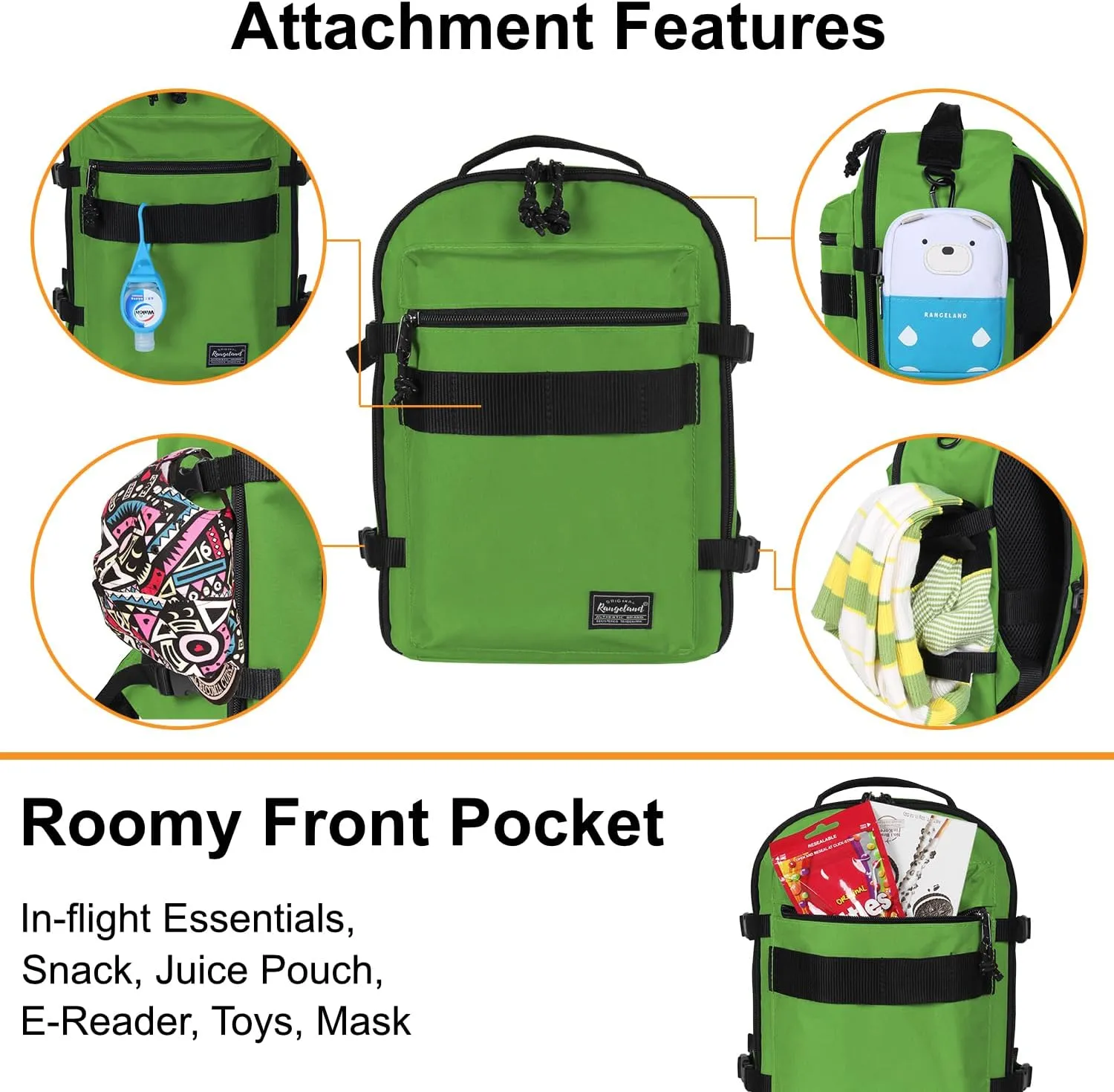 Child's Travel Backpack for Ages 3-6 | Lightweight Suitcase Style Carry-On | 10L Weekender with Tablet Sleeve & Chest Strap | Green