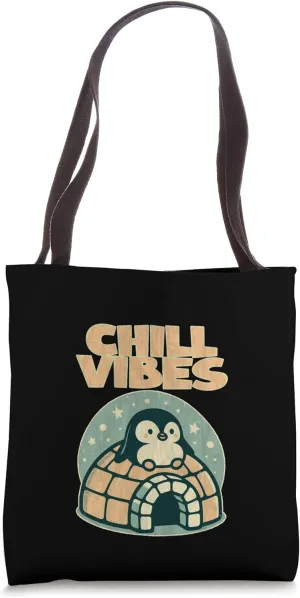 Chill Vibes - Kawaii Penguin Igloo Cute Wintertime Tote Bag