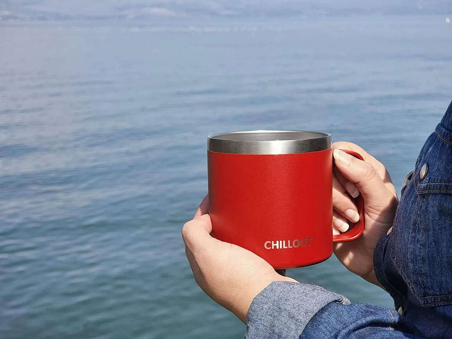 CHILLOUT LIFE Stainless Steel 16 oz Vacuum Insulated Coffee Mug with Handle and Lid, Large Thermal Camping Coffee Mugs with Sliding Lid for Men & Women, Keeps your Beverages Hot/Cold, 2 Pack