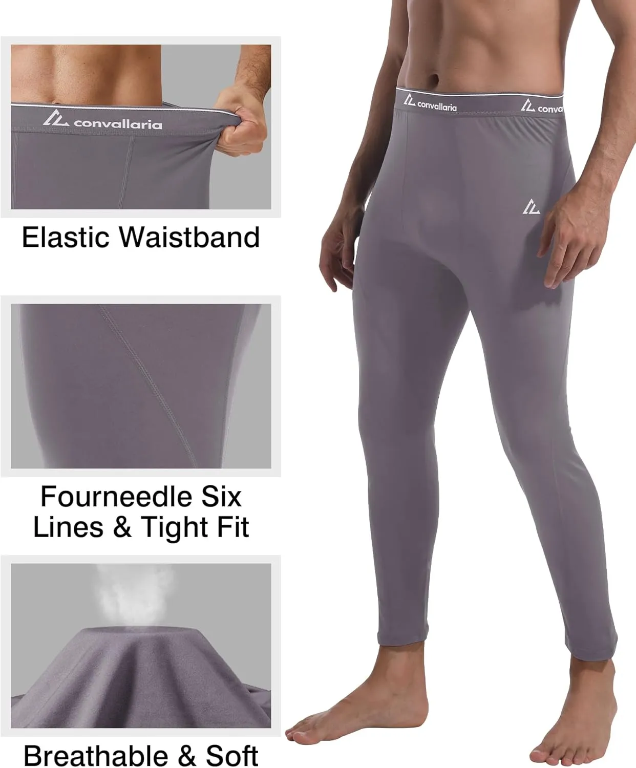 CL convallaria 1 2 4 Pack Mens Thermal Underwear Long Johns Compression Pants Athletic Leggings Base Layer Bottoms