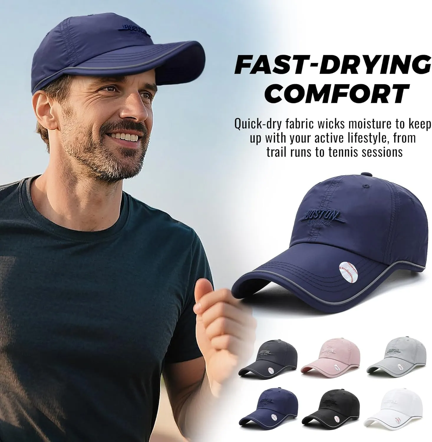 CLAPE Mens Hat Quick Dry Golf Baseball Cap UPF50  Unstructured Outdoor Caps Unisex Breathable Sports Cap Adjustable Sun Hat