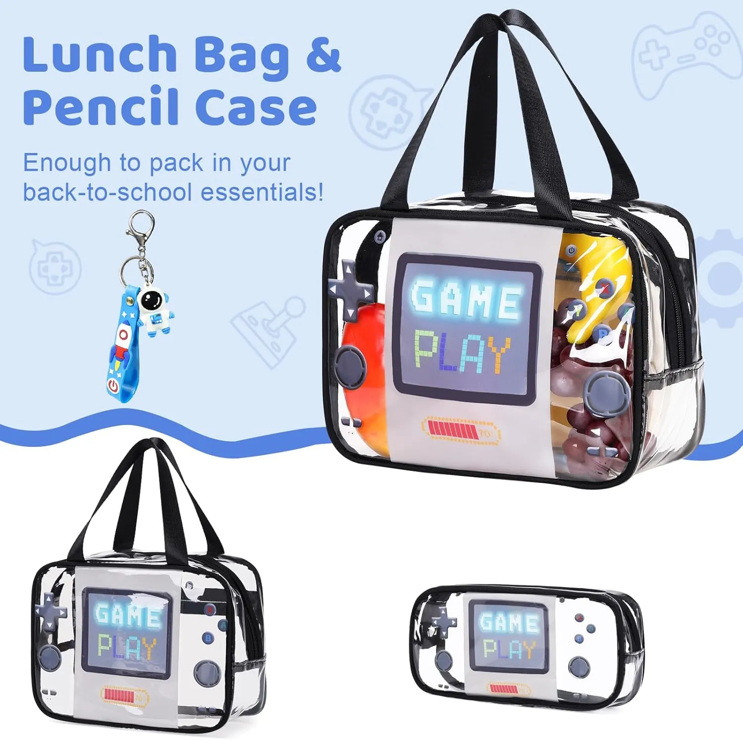 Clear Backpack for Boys Girls - 3 Pcs Clear Heavy Duty with Lunch Bag - See Through Backpack Stadium Approved