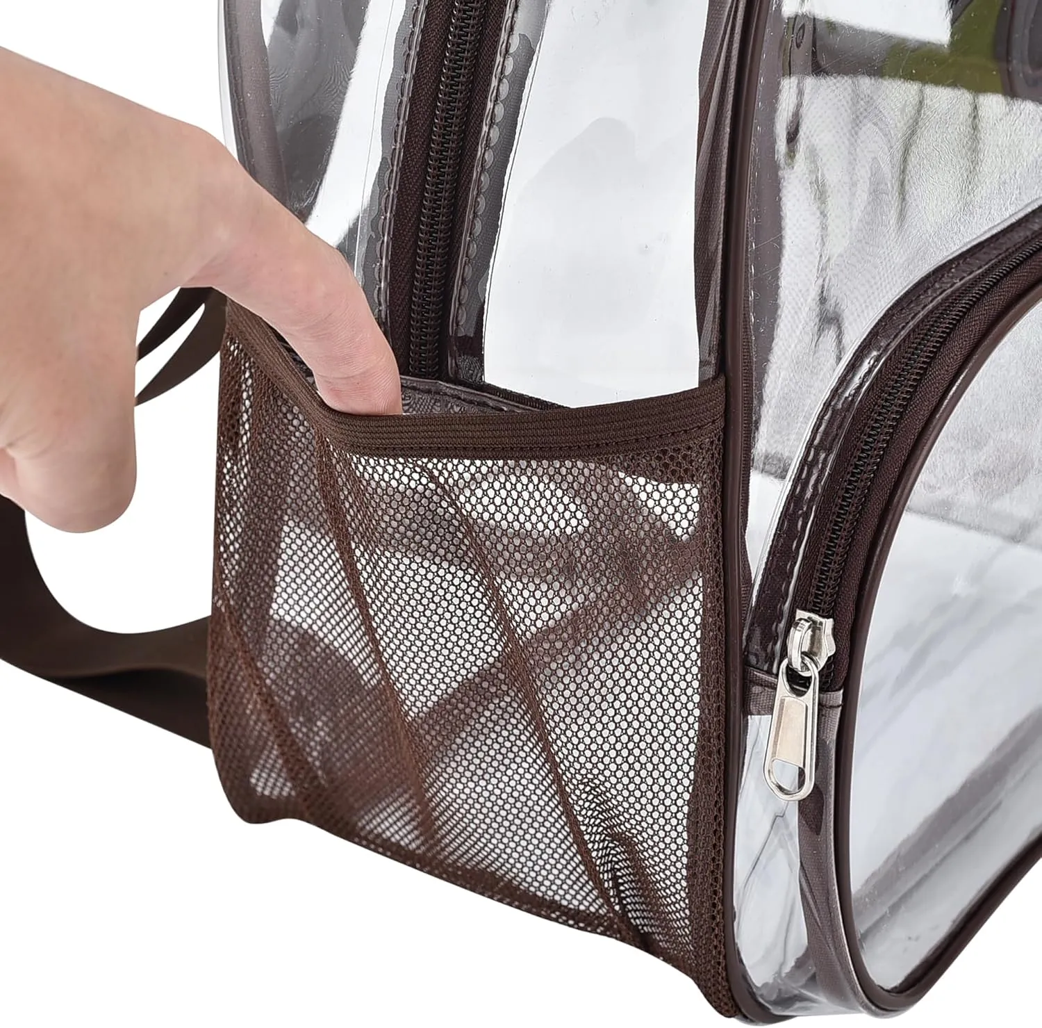 Clear Backpack for Stadium Events 12x12x6 with Front Pocket for Concert Sport Fashion Women Backpack Events Work Travel(Chocolate)