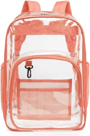 Clear Backpack For Stadium Events,Thick PVC Backpack With Reinforced Strap,Stadium Bag For Concert Sport Events Work(6 Colors)(Orange)